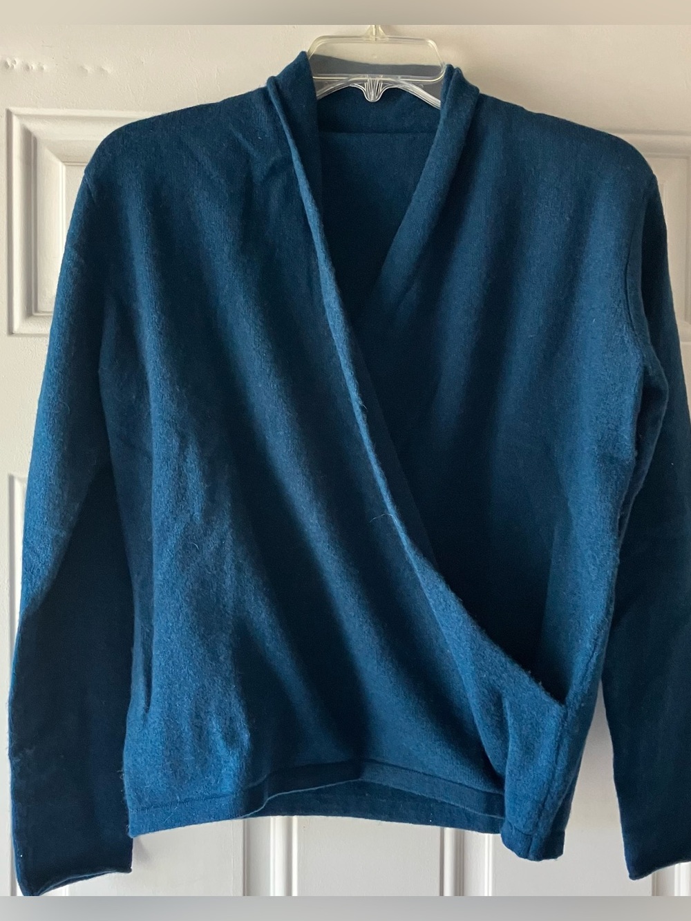 Hudson & Mark Slate Blue Wool Blend Wrap Sweater (Retired)-XL (Fits like Large) - Picture 2 of 6